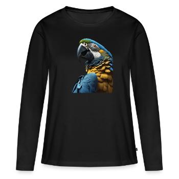 Aras bleus Oiseaux tropicaux aux couleurs vives - T-shirt manches longues Premium bio Femme - noir - Devant - Julia (174cm)