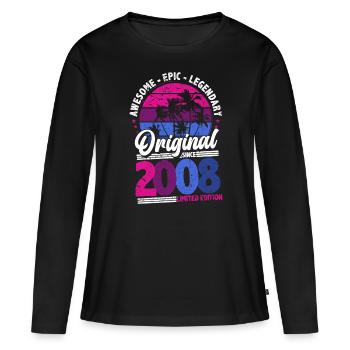 2008 geburtstag perspektive - Frauen Premium Bio Langarmshirt - Schwarz - Vorne - Julia (174cm)