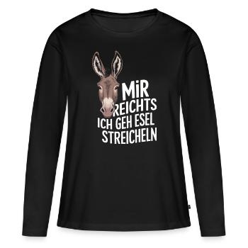 Esel Eselchen Maultier Muli - Frauen Premium Bio Langarmshirt - Schwarz - Vorne - Julia (174cm)