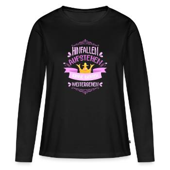 La couronne se lève. - T-shirt manches longues Premium bio Femme - noir - Devant - Julia (174cm)