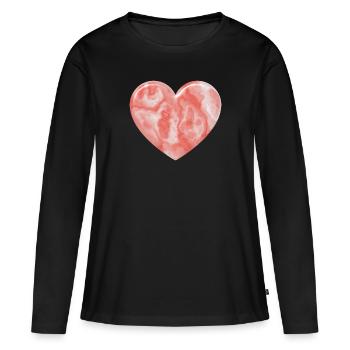 Herz aus rosafarbenem Marmor - Frauen Premium Bio Langarmshirt - Schwarz - Vorne - Julia (174cm)