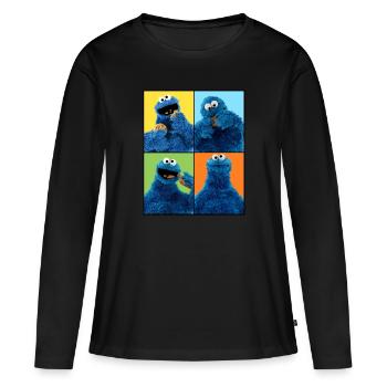 5 Rue Sésame Macaron Posture - T-shirt manches longues Premium bio Femme - noir - Devant - Julia (174cm)