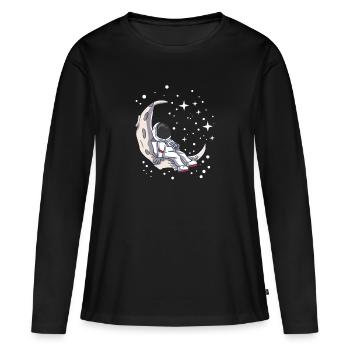 Cadeau d'astronaute astronomie lune - T-shirt manches longues Premium bio Femme - noir - Devant - Julia (174cm)