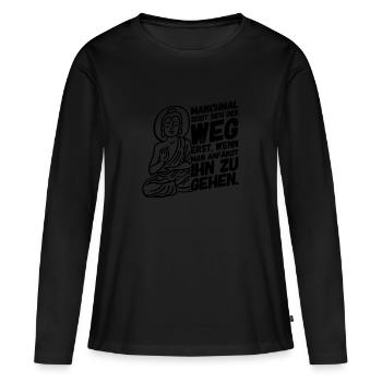 Buddha Weg Buddhismus II - Frauen Premium Bio Langarmshirt - Schwarz - Vorne - Julia (174cm)