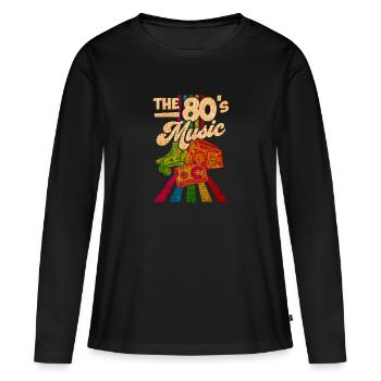 80er Jahre Lied - Frauen Premium Bio Langarmshirt - Schwarz - Vorne - Julia (174cm)