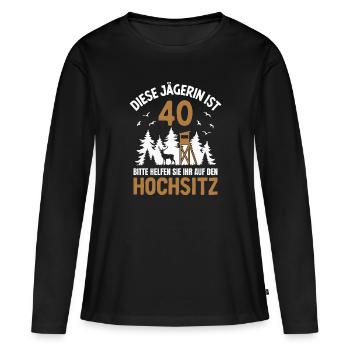 40. Geburtstag Jägerin 40 Jahre Jagd Hochsitz - Frauen Premium Bio Langarmshirt - Schwarz - Vorne - Julia (174cm)