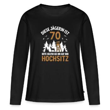 70. Geburtstag Jägerin 70 Jahre Jagd Hochsitz - Frauen Premium Bio Langarmshirt - Schwarz - Vorne - Julia (174cm)