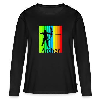 Bogenschütze - Frauen Premium Bio Langarmshirt - Schwarz - Vorne - Julia (174cm)