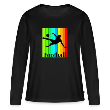 Football Fussball Soccer - T-shirt manches longues Premium bio Femme - noir - Devant - Julia (174cm)