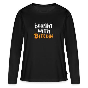 Bitcoin - T-shirt manches longues Premium bio Femme - noir - Devant - Julia (174cm)