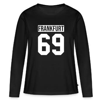 Francfort - T-shirt manches longues Premium bio Femme - noir - Devant - Julia (174cm)