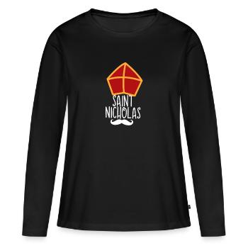 Saint-Nicolas - T-shirt manches longues Premium bio Femme - noir - Devant - Julia (174cm)