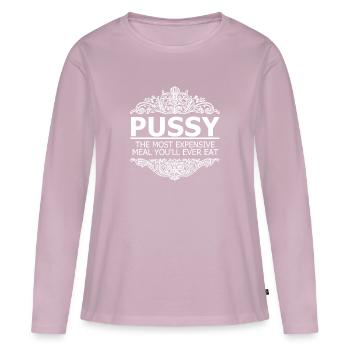Chatte: la plus chère que vous ayez jamais mangée - T-shirt manches longues Premium bio Femme - rose poudré - Devant - Julia (174cm)
