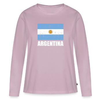 Argentine - T-shirt manches longues Premium bio Femme - rose poudré - Devant - Julia (174cm)
