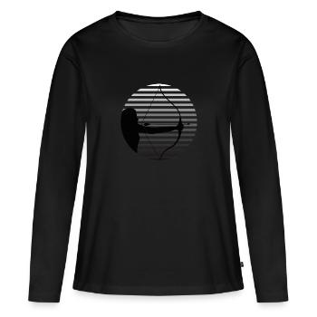 Tir à l’arc Tir à l’arc Arc - T-shirt manches longues Premium bio Femme - noir - Devant - Julia (174cm)