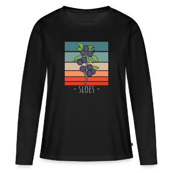 Prunelles de fruits Début de l’automne - T-shirt manches longues Premium bio Femme - noir - Devant - Julia (174cm)