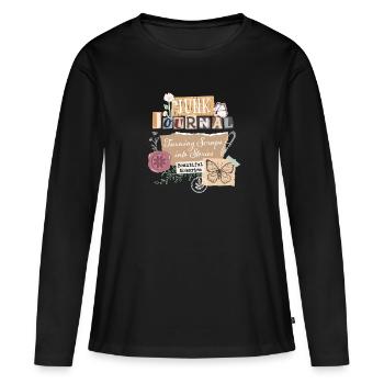 Junk Journal Vintage Scrapbooking - T-shirt manches longues Premium bio Femme - noir - Devant - Julia (174cm)