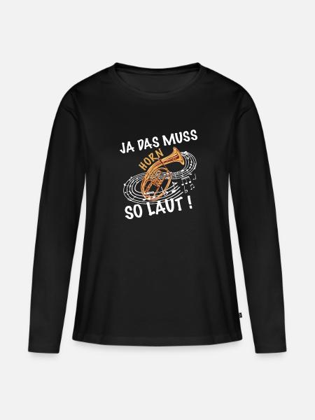Ja das muss so laut Blasmusik Tenor - Frauen Premium Bio Langarmshirt - Schwarz