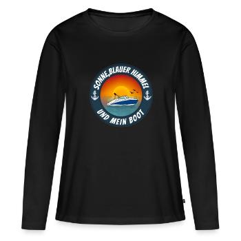 Sonne blauer Himmel und mein Boot - Frauen Premium Bio Langarmshirt - Schwarz - Vorne - Julia (174cm)
