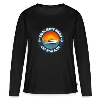 Sonne blauer Himmel und mein Boot - Frauen Premium Bio Langarmshirt - Schwarz - Vorne - Julia (174cm)