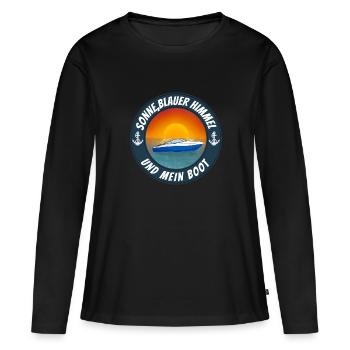 Sonne blauer Himmel und mein Boot - Frauen Premium Bio Langarmshirt - Schwarz - Vorne - Julia (174cm)