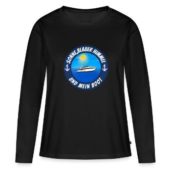Sonne blauer Himmel und mein Boot - Frauen Premium Bio Langarmshirt - Schwarz - Vorne - Julia (174cm)