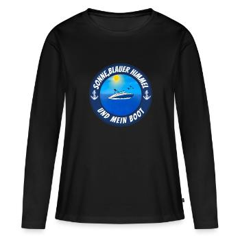 Sonne blauer Himmel und mein Boot - Frauen Premium Bio Langarmshirt - Schwarz - Vorne - Julia (174cm)