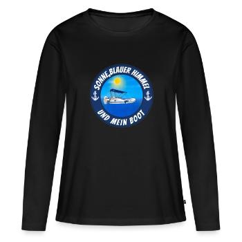 Sonne blauer Himmel und mein Boot - Frauen Premium Bio Langarmshirt - Schwarz - Vorne - Julia (174cm)