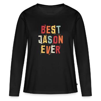 Meilleur Jason jamais populaire rétro Birth Names Jason - T-shirt manches longues Premium bio Femme - noir - Devant - Julia (174cm)