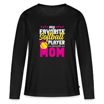 Drôle Softball Maman Fille Pratique Parents Fiers - T-shirt manches longues Premium bio Femme - noir - Devant - Julia (174cm)