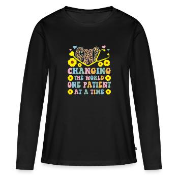 CNA Nursing Citations Drôle Infirmières Amoureux Mignon CNA - T-shirt manches longues Premium bio Femme - noir - Devant - Julia (174cm)
