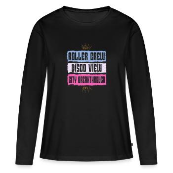 Patineur à roulettes Fête Roller Crew Disco Voir les cadeaux - T-shirt manches longues Premium bio Femme - noir - Devant - Julia (174cm)