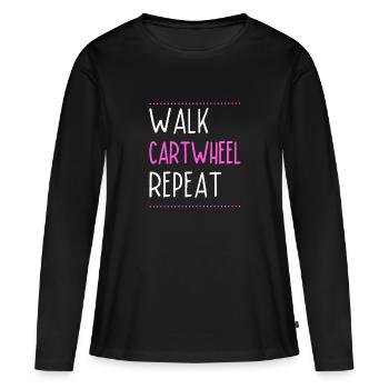 Cartwheeling Acrobat Walk Cartwheel Repeat - Women's Premium Organic Long Sleeve Shirt - black - Front - Julia (174cm)