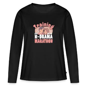 Korean Drama Enthusiast Exclusive Gift idea - Frauen Premium Bio Langarmshirt - Schwarz - Vorne - Julia (174cm)