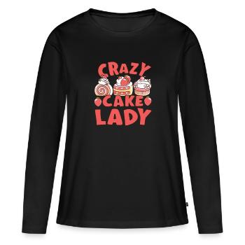 Cake Baker Crazy Cake Lady Cupcake - T-shirt manches longues Premium bio Femme - noir - Devant - Julia (174cm)