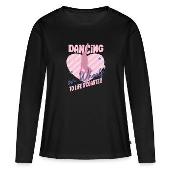 Rollerskater Party Dancing On Wheels Gift Idea - Frauen Premium Bio Langarmshirt - Schwarz - Vorne - Julia (174cm)