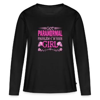 Paranormal Ghost Hunter Investigator Je suis votre fille - T-shirt manches longues Premium bio Femme - noir - Devant - Julia (174cm)