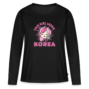 Korean Drama Enthusiast Exclusive Collection Gifts - Frauen Premium Bio Langarmshirt - Schwarz - Vorne - Julia (174cm)