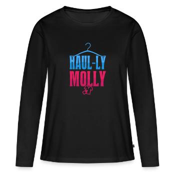 Friperie Shopper Haul-ly Molly Friperift - T-shirt manches longues Premium bio Femme - noir - Devant - Julia (174cm)