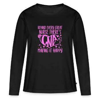 CNA Nursing Citations Drôle Infirmière Amoureux Mignon CNA - T-shirt manches longues Premium bio Femme - noir - Devant - Julia (174cm)