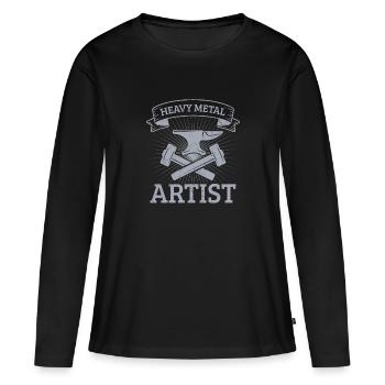 Idée cadeau de forgeage d’artiste de heavy metal - T-shirt manches longues Premium bio Femme - noir - Devant - Julia (174cm)