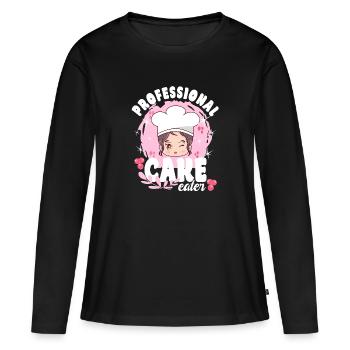 Pastry Lover Professional Cake Eater Gift - Frauen Premium Bio Langarmshirt - Schwarz - Vorne - Julia (174cm)