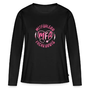 Assistant médical compatissant - T-shirt manches longues Premium bio Femme - noir - Devant - Julia (174cm)