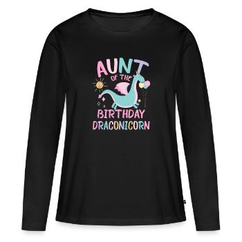 Aunt Of the Birthday Girl Dracon Family Party - Frauen Premium Bio Langarmshirt - Schwarz - Vorne - Julia (174cm)