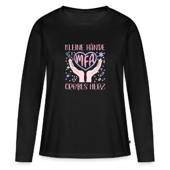 Assistant médical MFA Big Heart - T-shirt manches longues Premium bio Femme - noir - Devant - Julia (174cm)