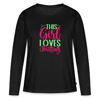 Thrift Shopper This Girl Loves Thrifting Thrift - Women's Premium Organic Long Sleeve Shirt - black - Front - Julia (174cm)