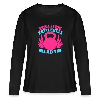 Fitness Fanatics Crazy Kettlebell Lady - Women's Premium Organic Long Sleeve Shirt - black - Front - Julia (174cm)
