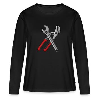 Pinces à clé à outils - T-shirt manches longues Premium bio Femme - noir - Devant - Julia (174cm)