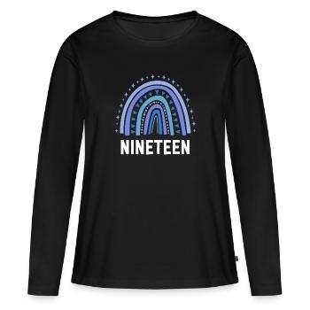 Blue Rainbow dix-neuf ans 19e anniversaire - T-shirt manches longues Premium bio Femme - noir - Devant - Julia (174cm)