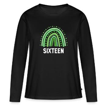 Green Rainbow seize ans 16e anniversaire - T-shirt manches longues Premium bio Femme - noir - Devant - Julia (174cm)